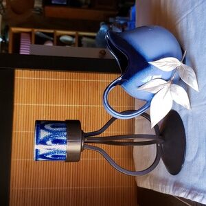 Salt Glazed Votive Plus Blue Mini Pitcher